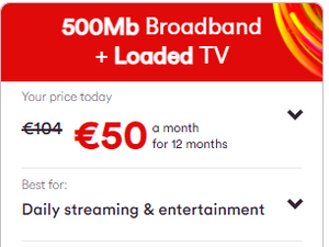 Virgin Media 500Mb with Loaded TV 1 Year Contract